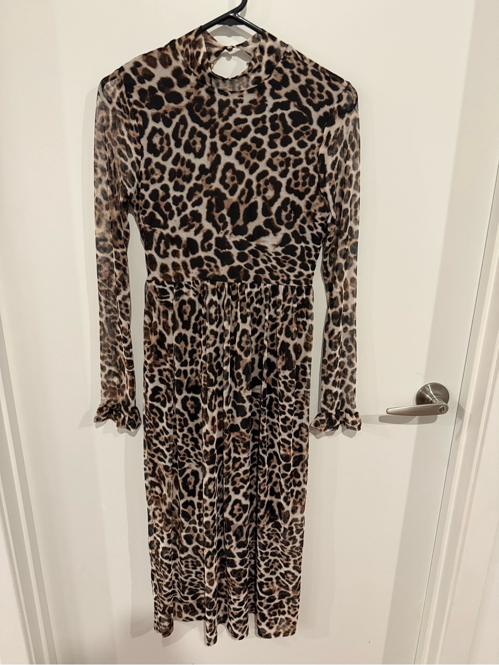 one clothing Leopard Print Long Sleeve Midi Dress - Brown/Black